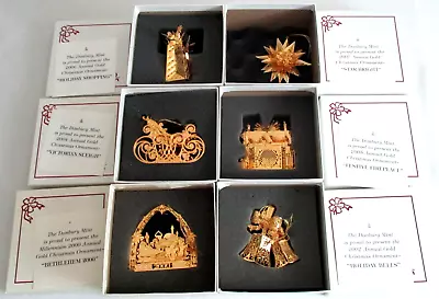 Lot 6 Danbury Mint 23kt Gold Annual Ornaments 2000-02-04-05-06-07 W/ Box & Paper • $47.99