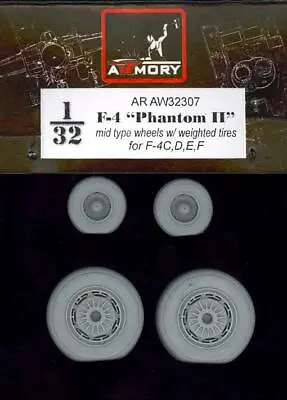 Armory Models 1/32 F-4 PHANTOM II MID TYPE WEIGHTED WHEELS SET Resin Set • $14.99