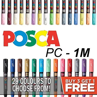 Uni Posca PC-1M Paint Marker Pens - All 29 Colours - BUY 3 GET 1 FREE • £3.65