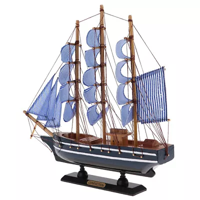 WOOD SAILBOAT Sailing Boat Nautical Decor Ship Model Marine Beach Home #1 • $25.02