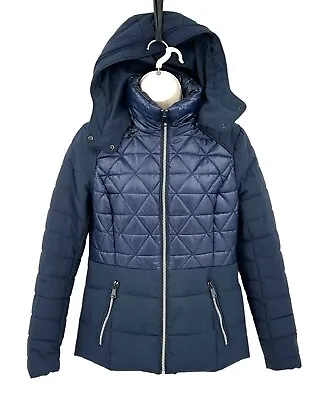 Marc New York Andrew Marc Womens Puffer Jacket Sz Small Coat Navy Removable Hood • $27.96