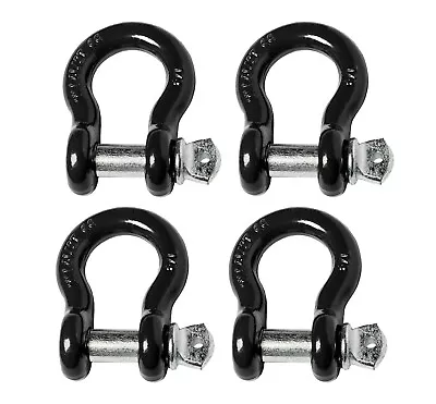 4x 7/8  Bow Shackle D-Ring Black W Zinc Plated 1  Clevis Screw Pin 14000 Lbs • $56.64