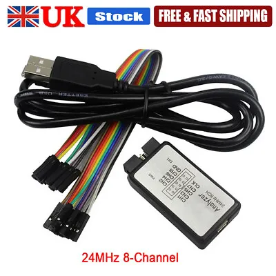 USB 8 Channel 24MHz Logic Analyser For Sigrok PulseView Multiple Voltages • £9.68