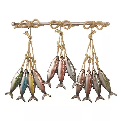 Metal Wall Hanging Art School Of Fish Sculpture /Statues Home Garden Ornaments • £14.99