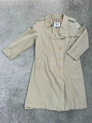 BURBERRY Vintage Trench Coat Made In England Nova Check Authentic Women's • $79.69