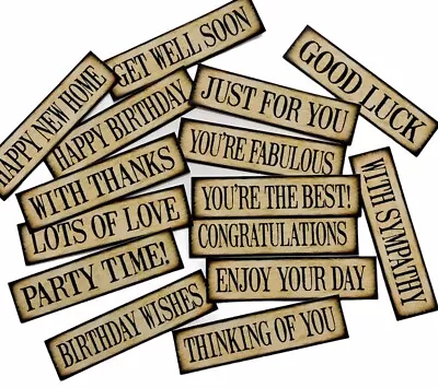 12 MIXED MESSAGES Sentiments/Banners VINTAGE Hand Made Card Toppers (VOB-MIX) • £1.49