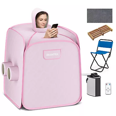 Giantex 2 Person 800W Portable Steam Sauna Tent SPA W/ Hat Side Holes 3L Steamer • $89.99