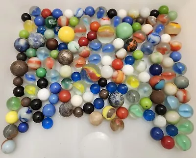 Vintage Antique Glass & Steel Marble Lot 149 Marbles Total  • $8.50