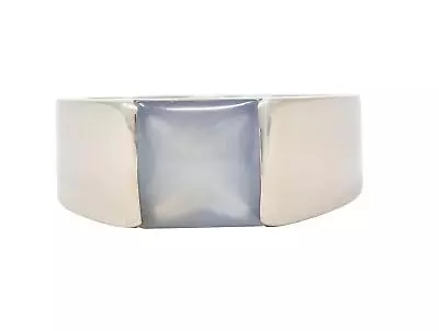 Cartier 2000 Gray Moonstone 18 Karat White Gold Vintage Tank Band Ring • $2577.72