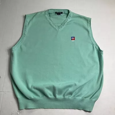 Nautica GOLF Mens Sweater Vest Green V-Neck Sleeveless Preppy Logo Pullover XL * • $14.99