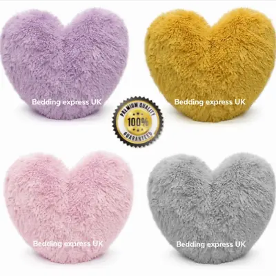 £11.99 • Buy Teddy Heart Fleece Shape Fluffy Filled Super Soft Cushion Home Decor 38 Cm 