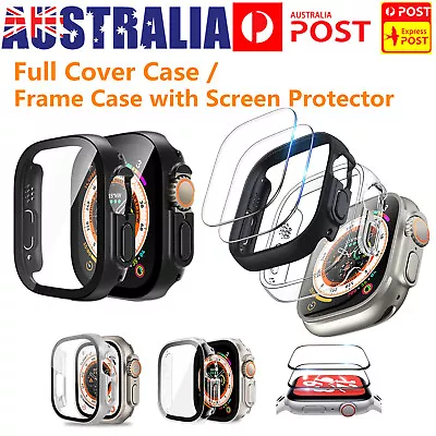 $11.99 • Buy For Apple Watch Ultra 49mm Tempered Glass Screen Protector Full Cover Case Frame