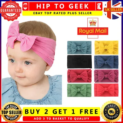 Baby Rabbit Headband Nylon Elastic Bowknot Hair Band Girls Bow-knot Newborn Bow • £2.99