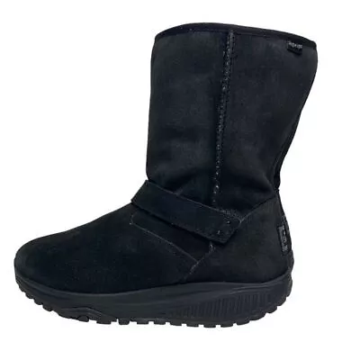 $60 • Buy Skechers Shape Ups Bollard Black Suede Boots Winter Snow Women's Size 9.5