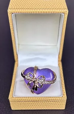 Lavender Heart Shaped Cocktail Party Ring With Rose Gold Plated Design (Size M). • £5