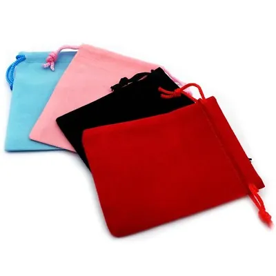 1-50 Black Red Pink Velvet Jewellery Drawstring Wedding Gift Bag Favour Pouches  • £1.99