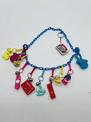 Vintage 1980s Plastic Bell Charm 80s Charm Necklace 11 Charms Telephones • $79.99