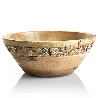 Jasmine Medium Bowls (Whitewash 9 X 4 X 8) – Mango Wood Decorative Bowl For ... • $49.79