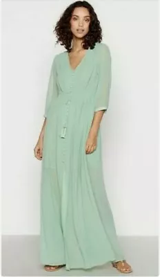 MW By Mathew Williamson Green Maxi Dress Sz 8 Cruise Holiday Wedding RRP £59 • £8.50