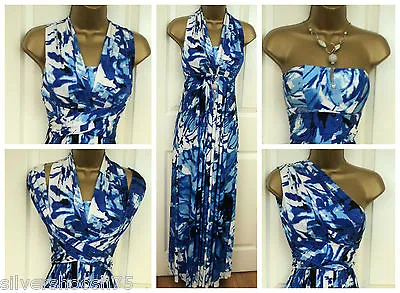 X Major Stores Blue White Floral Maxi Multiway Style Summer Party Occasion Dress • £24.99
