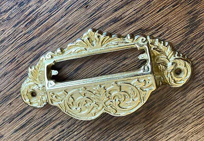 Antique Reproduction Solid Brass Victorian Eastlake Ornate Bin Pull 5 . 4  Holes • $7