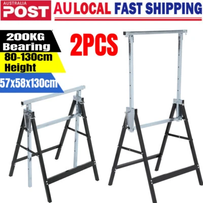 $76.88 • Buy 2x Adjustable Trestle Work Stands Carpentry Handyman Scaffold Saw Horse Bench