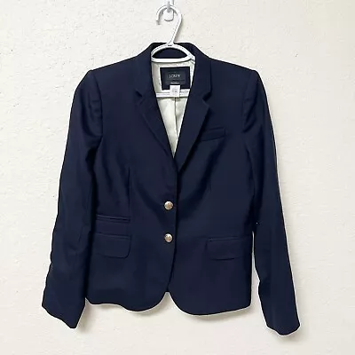 J. Crew Women's School Boy Blazer Two Buttons Wool Blend Navy Blue Size 6 • $39.99