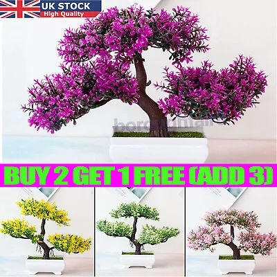 Fake Artificial Flower Potted Plant Pine Tree Bonsai In/Outdoor Garden Decor 1PC • £4.99
