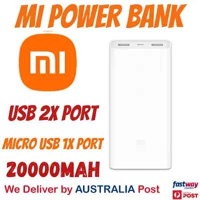 $31.50 • Buy Xiaomi Mi 20000mAh Power Bank QC3.0 Fast Charger 2 USB & Micro Android IPhone AU
