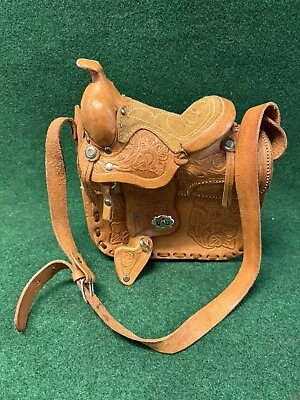 Vintage 1970s Tooled Leather Horse Saddle Shoulder Bag Purse Made In Mexico • $100