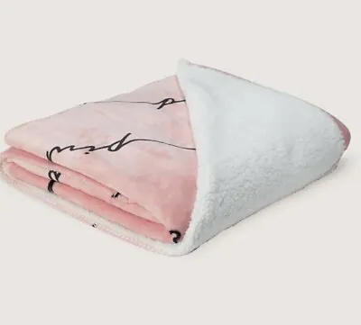 $39.99 • Buy Victoria's Secret Pink Sherpa Blanket Black Logo 50” X 60” New