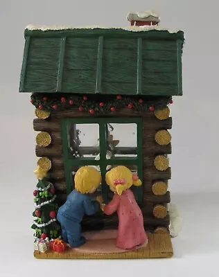 Vtg. 2001 Enesco Log Cabin W/ Spinning Snow Wheel Window Figure Christmas 863785 • $23.95