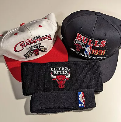 Retro Chicago Bulls Mitchell And Ness 1991 Nba Champs Plus Cap / Hat Lot Used  • $25