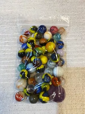 50+ Vintage Glass Marbles In Bag Estate Auction Find ~ B2 • $14.99