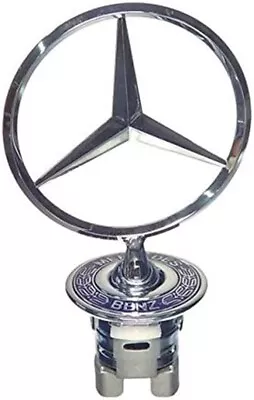 Mercedes-Benz Front Hood Ornament Mounted Upright Star Logo Emblem ChromeBlue • $36.95