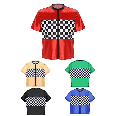 Kids Boys Girls Race Car Driver Costume Checkerboard Print Race Costume Racer • $10.61