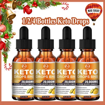 1/2/4 Bottles Keto Drops 20000mg Fat Burn Carb Blocker Weight Loss Supplement • £9.99