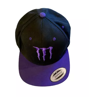 Monster Hat Snapback Black Purple Adjustable The Classics Yupoong Wool Blend • $29.95