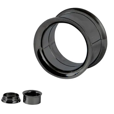 £2.95 • Buy Black Pvd Screw Eyelet Tunnels Steel Double Flare Ear Stretcher Plugs 3mm - 25mm