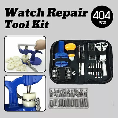 404Pcs WATCH REPAIR KIT Back Case Pin Link Spring Strap Remover Opener Tool Set • $24.95