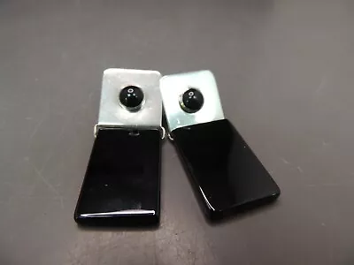 Vintage Modern Sterling Silver Onyx Earrings Contemporary (42542-Silver) • $39.95