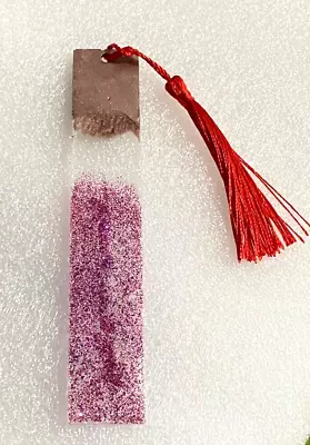 Resin Bookmark Pink Glitter &Metalic Copper Bookmarks Reading Page Markers • £3.89