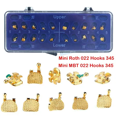 Dental Orthodontic 24K Gold Plated Brackets Braces Mini Roth/MBT 0.022 Hooks 345 • $20.96