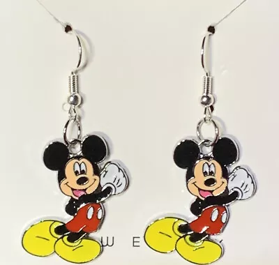 Silver Disney Mickey Mouse Double Sided Dangle Drop Earrings!! • $9