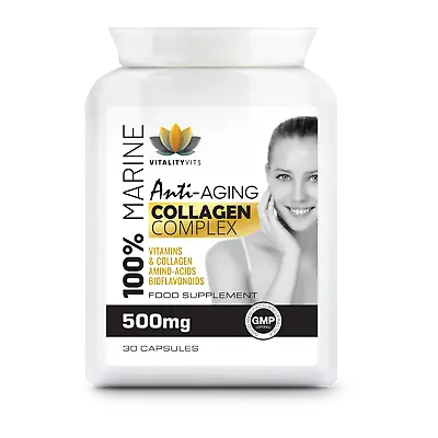 Marine Collagen Complex Tissue Joints Anti - Ageing Vitamins B2 C & E Tablets • £5.99