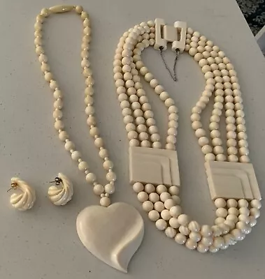 Vintage Beautiful Set Of Necklaces & Pierced Earring Set Fine Jewelry • $59.99