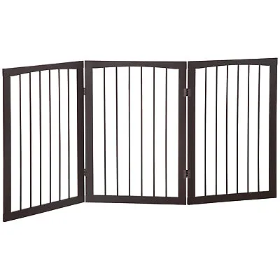 Pawhut Folding Pet Gate Fence Free Standing Child Safety Indoor Wood Durable • £35.99