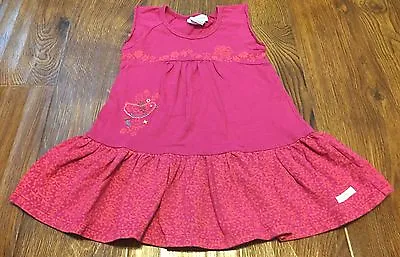 Naartjie Girl 12 18M Cap Sleeve Pink Floral Dress Ruffles Pink Bird Butterfly • $11.99