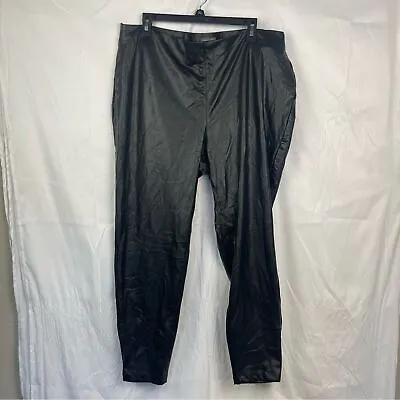 Vince Camuto Black Pull On Faux Leather Skinny Leg Stretch Pants Women's Sz 3X • $28.95