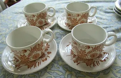 Vintage Staffordshire Barratts  Wheatfields  Design Four Cups And Saucers • £11.99